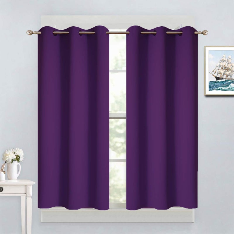 Yakamok Blackout Curtains Room Darkening Thermal Insulated Grommet top Window Curtains for Living Room, 38 x 45 Inch, Purple, Set of 2 - Image 1